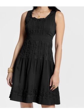 Frances Valentine Black Sleeveless Mini Dress with Textured Bodice